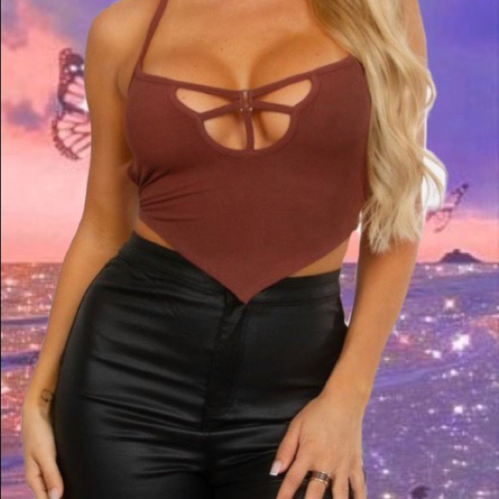 Brown Butterfly Halter Top